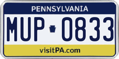 PA license plate MUP0833