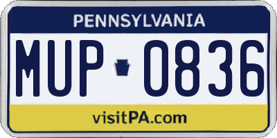 PA license plate MUP0836