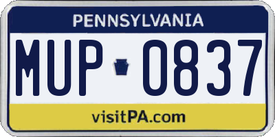 PA license plate MUP0837