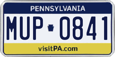 PA license plate MUP0841