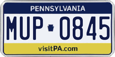 PA license plate MUP0845