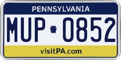 PA license plate MUP0852