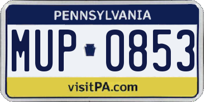 PA license plate MUP0853
