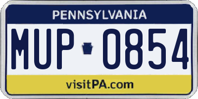 PA license plate MUP0854