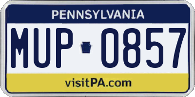 PA license plate MUP0857