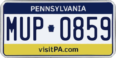PA license plate MUP0859