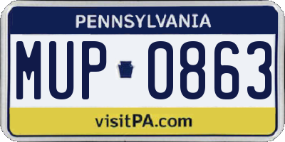 PA license plate MUP0863