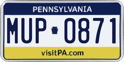 PA license plate MUP0871