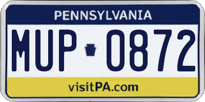 PA license plate MUP0872