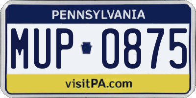 PA license plate MUP0875