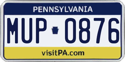 PA license plate MUP0876