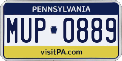 PA license plate MUP0889