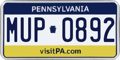 PA license plate MUP0892