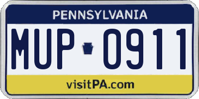 PA license plate MUP0911
