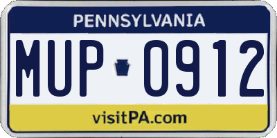 PA license plate MUP0912