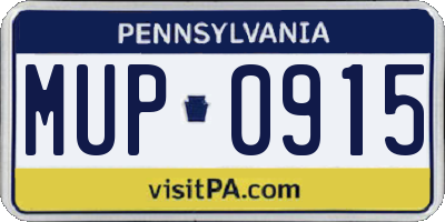 PA license plate MUP0915