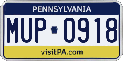 PA license plate MUP0918