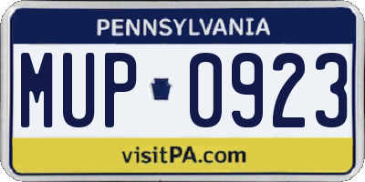 PA license plate MUP0923