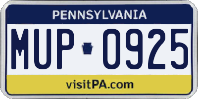 PA license plate MUP0925