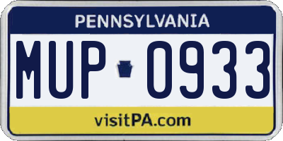 PA license plate MUP0933
