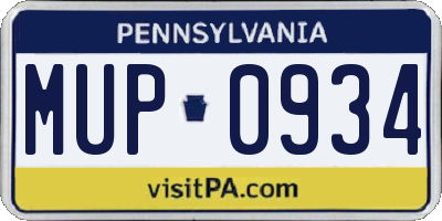 PA license plate MUP0934