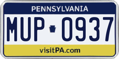 PA license plate MUP0937