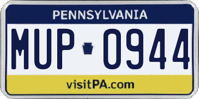 PA license plate MUP0944