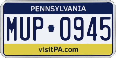 PA license plate MUP0945