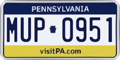 PA license plate MUP0951