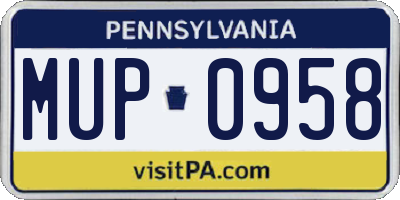 PA license plate MUP0958