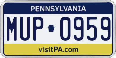 PA license plate MUP0959