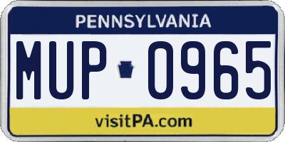 PA license plate MUP0965