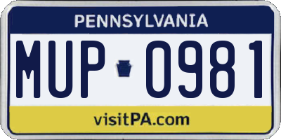 PA license plate MUP0981