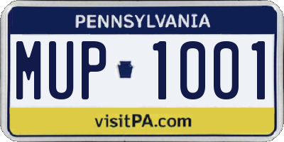 PA license plate MUP1001