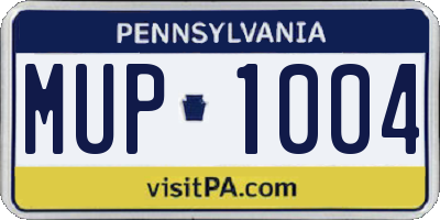 PA license plate MUP1004