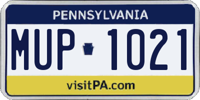 PA license plate MUP1021