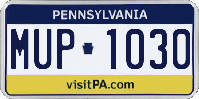 PA license plate MUP1030