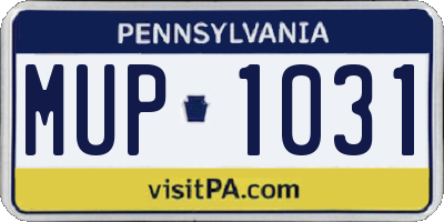 PA license plate MUP1031