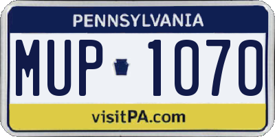 PA license plate MUP1070
