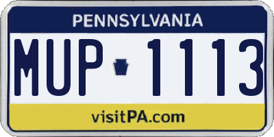 PA license plate MUP1113