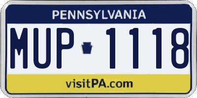 PA license plate MUP1118