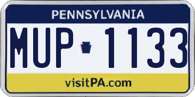 PA license plate MUP1133