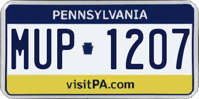 PA license plate MUP1207