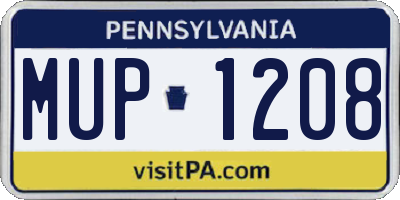PA license plate MUP1208