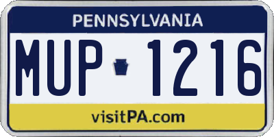 PA license plate MUP1216
