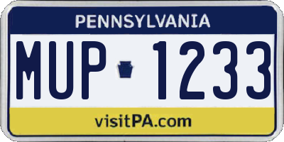 PA license plate MUP1233