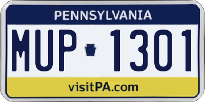 PA license plate MUP1301