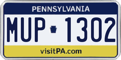 PA license plate MUP1302