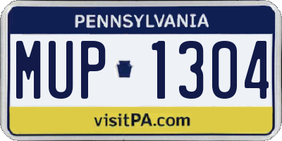 PA license plate MUP1304