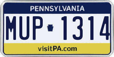 PA license plate MUP1314